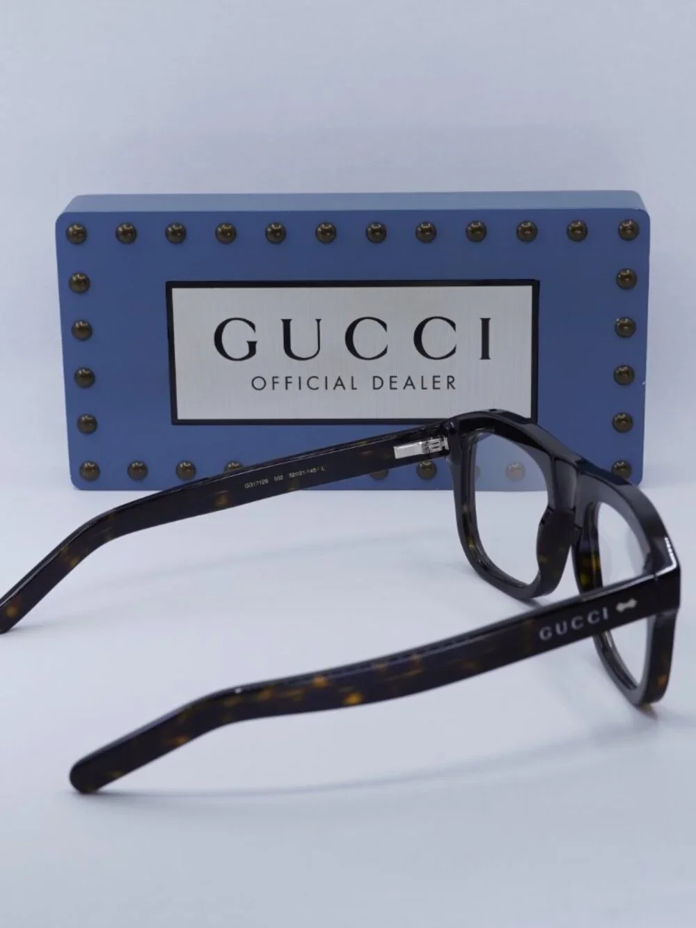 Gucci GG1712S 002 Square Sunglasses - Dark Havana\ Clear/Dark Green Clip-On